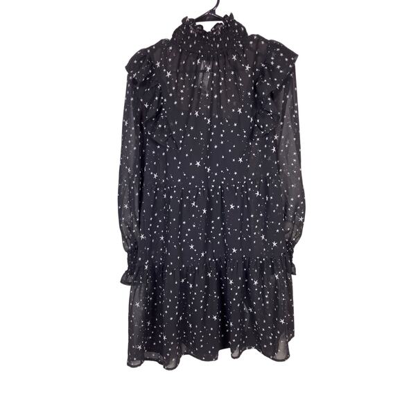 Whimsigoth Black Puffy Star Dress Women’s 10/M Witchy Halloween Midi Party Dress - Picture 1 of 4